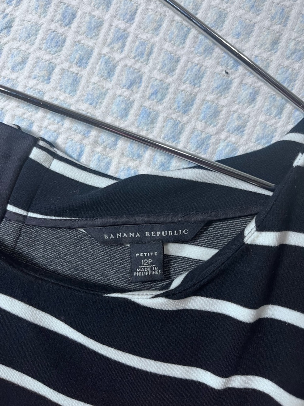 Banana Republic Navy White Striped Shift Dress Petite Mini Work Casual - Picture 5 of 5
